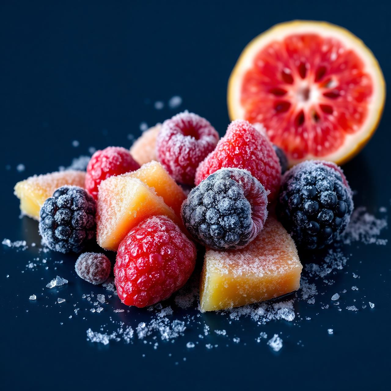 Frozen fruit close-up